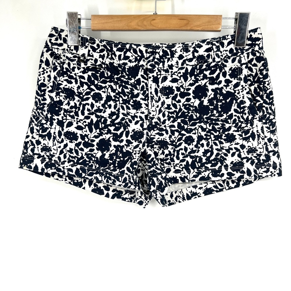 Martin + Osa Floral Leaf Shorts Womens Size 8 Navy‎ White Stretch Pockets 4"